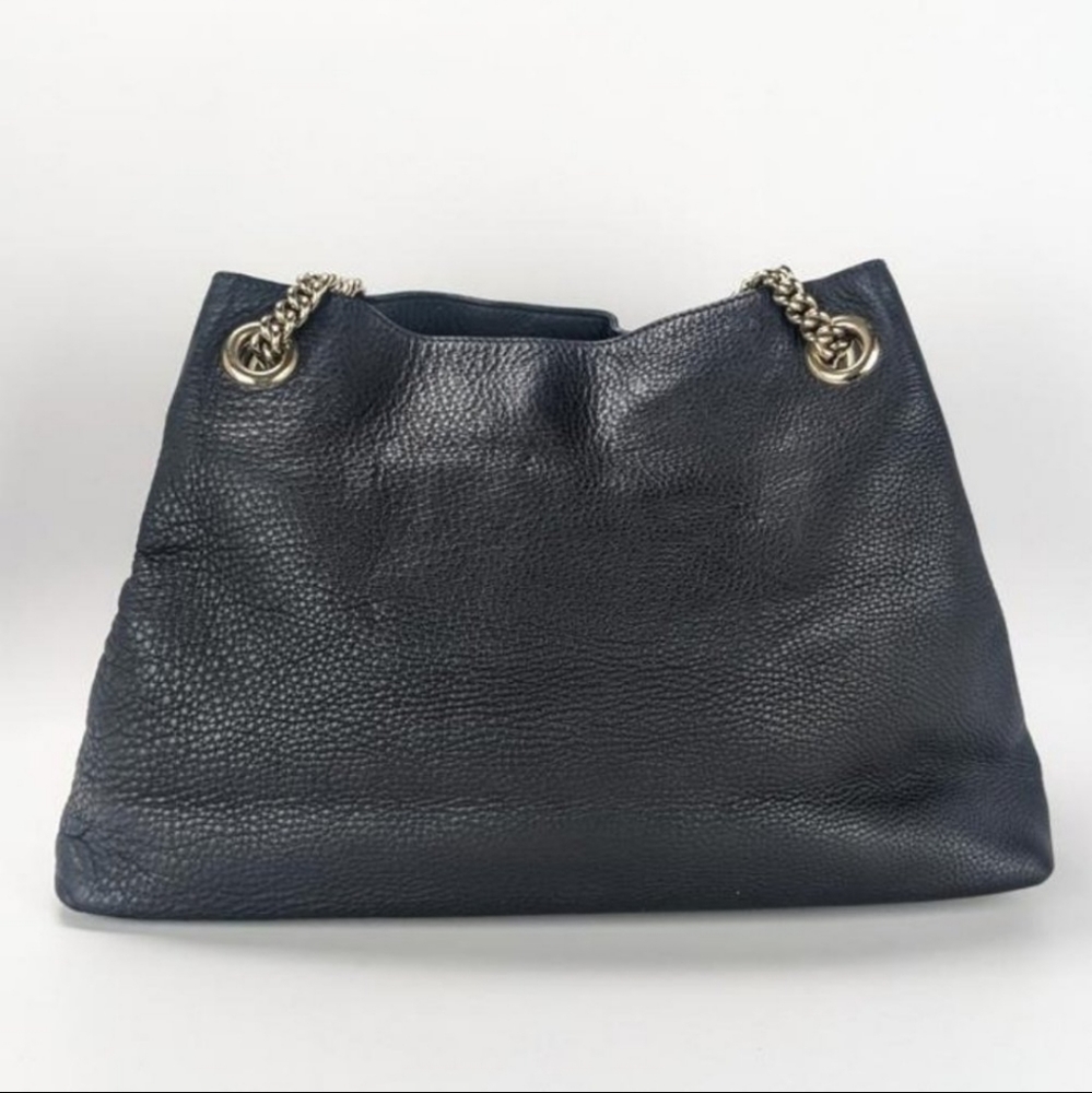 💕Gucci Black Cellarius GG Logo Leather Soho Satchel Chain Handbag💕 - Picture 2 of 11